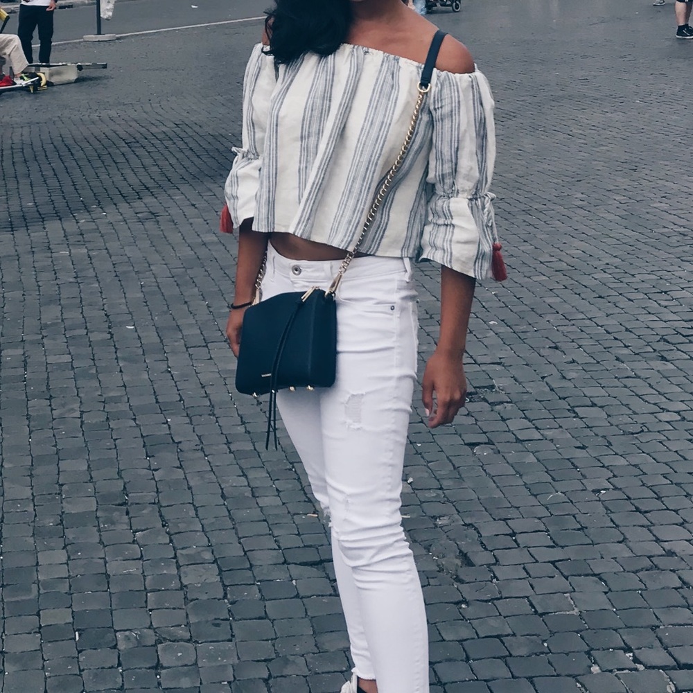TULAROSA STRIPPED CROP TOP